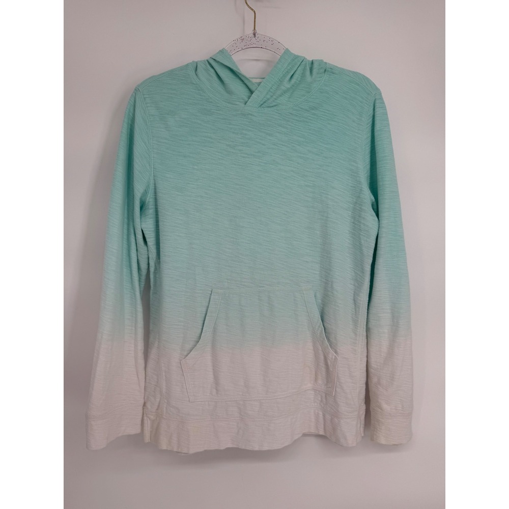 Tommy Bahama Womens Sz M Seafoam Green White Ombre Cotton Slub Pullover Hoodie